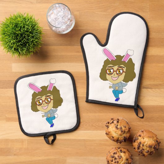 chibi bunnygirl ovenwant & pannenlap set (Top down)
