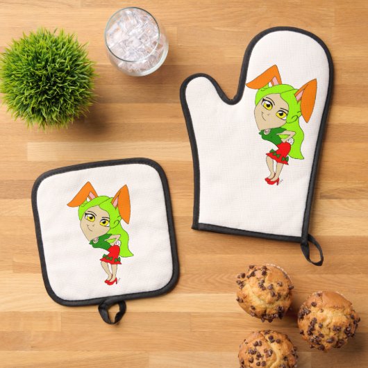 chibi bunnygirl ovenwant & pannenlap set (Top down)