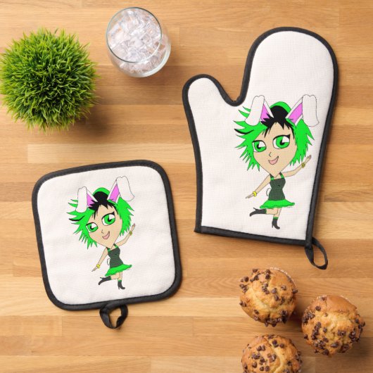 chibi bunnygirl ovenwant & pannenlap set (Top down)