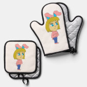 chibi bunnygirl ovenwant & pannenlap set (Voorkant / Achterkant)