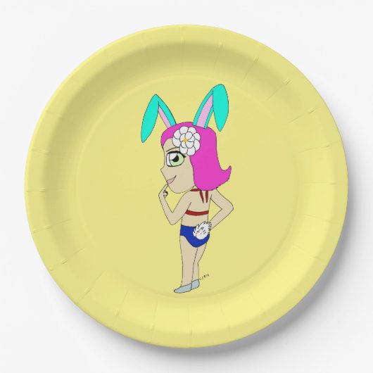 chibi bunnygirl papieren bordje (Voorkant)