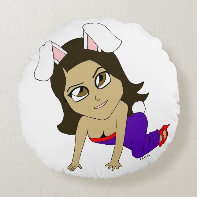 chibi bunnygirl rond kussen (Voorkant)