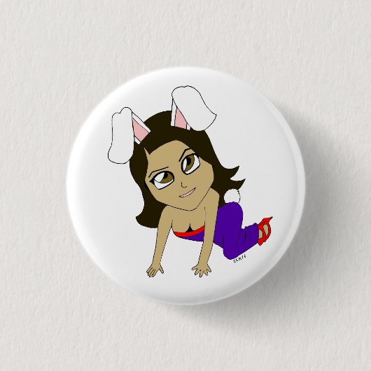 chibi bunnygirl ronde button 3,2 cm (Voorkant)