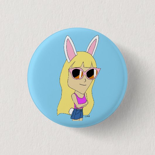 chibi bunnygirl ronde button 3,2 cm (Voorkant)