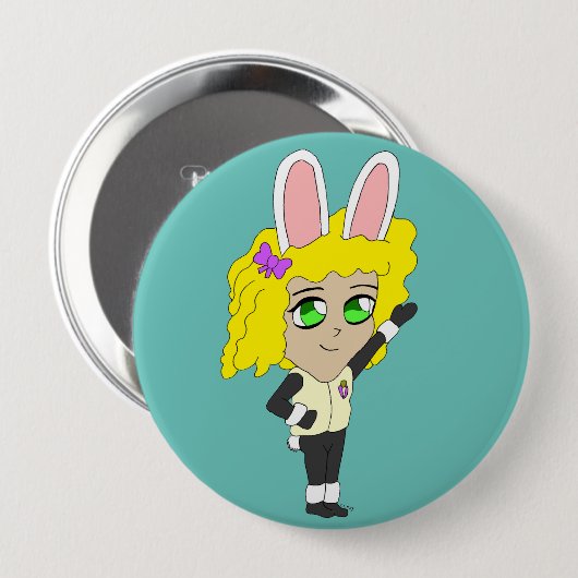chibi bunnygirl ronde button 4,0 cm (Voorkant /achterkant)