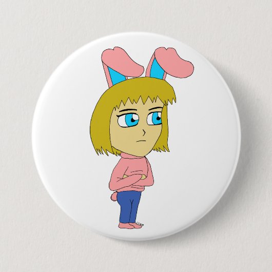chibi bunnygirl ronde button 7,6 cm (Voorkant)