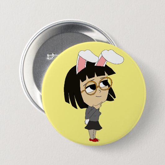 chibi bunnygirl ronde button 7,6 cm (Voorkant /achterkant)