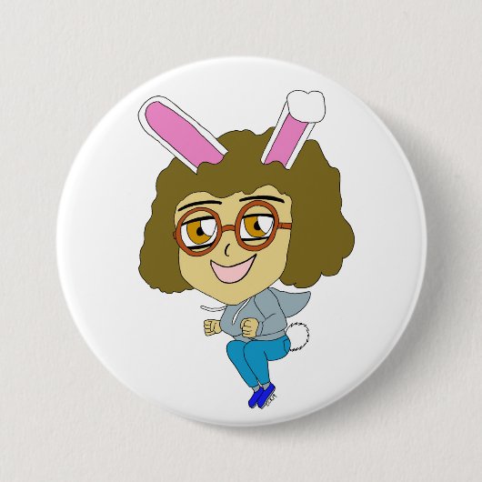 chibi bunnygirl ronde button 7,6 cm (Voorkant)
