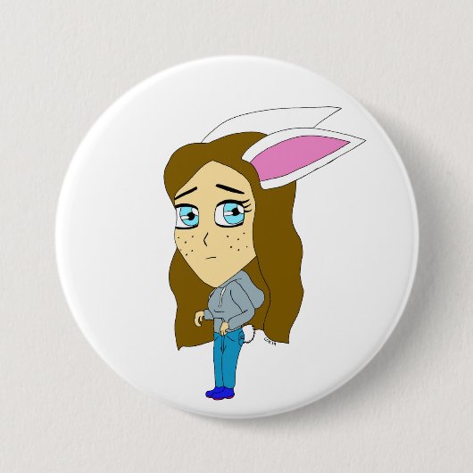 chibi bunnygirl ronde button 7,6 cm (Voorkant)