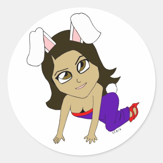 chibi bunnygirl ronde sticker (Voorkant)
