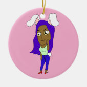 Chibi Bunnymeisje Keramisch Ornament (Voorkant)