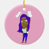Chibi Bunnymeisje Keramisch Ornament (Achterkant)