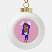 Chibi Bunnymeisje Keramische Bal Ornament (Voorkant)