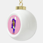 Chibi Bunnymeisje Keramische Bal Ornament (Rechts)