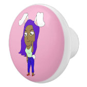 Chibi Bunnymeisje Keramische Knop (Rechts)
