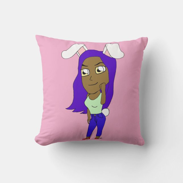 Chibi Bunnymeisje Kussen (Voorkant)
