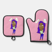 Chibi Bunnymeisje Ovenwant & Pannenlap Set (Voorkant)
