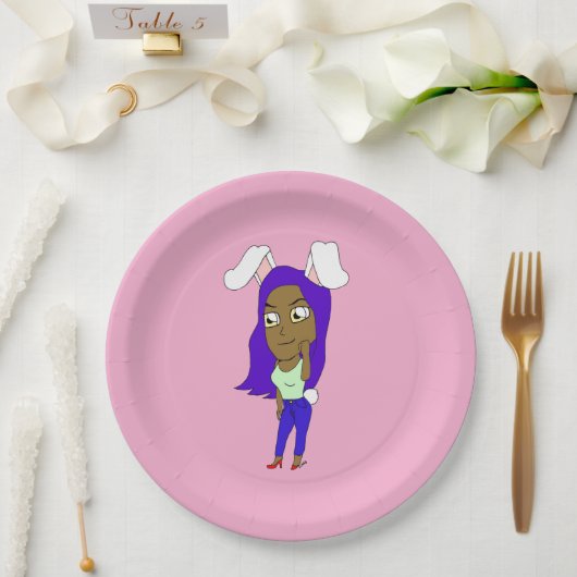Chibi Bunnymeisje Papieren Bordje (Huwelijk)