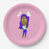 Chibi Bunnymeisje Papieren Bordje (Voorkant)