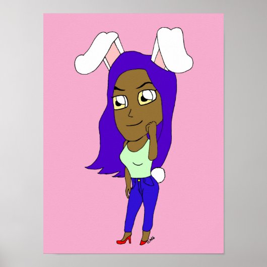 Chibi Bunnymeisje Poster (Voorkant)