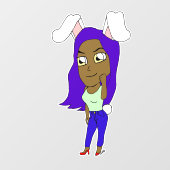 Chibi Bunnymeisje Raamsticker (Vel)