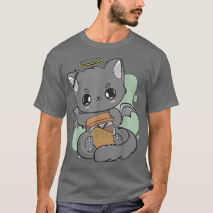 Chibi Cat and Coffee Cup Neko Gothic Yume Kawaii C T-shirt