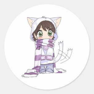 chibi cat anime meisje sticker