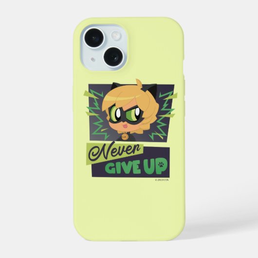 Chibi Cat Noir Geef Nooit Op iPhone 15 Case (Achterkant)