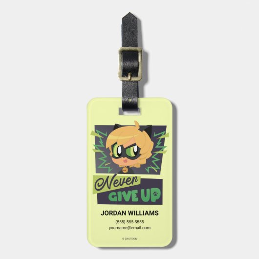 Chibi Cat Noir geeft nooit op Bagagelabel (Voorkant verticaal)