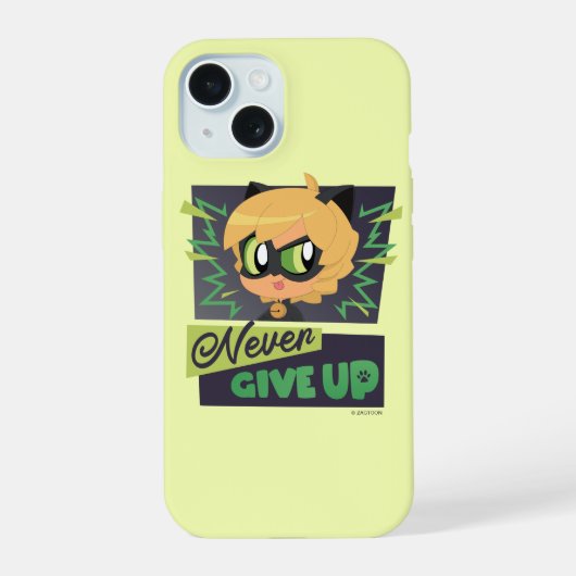 Chibi Cat Noir geeft nooit op iPhone 15 Case (Achterkant)