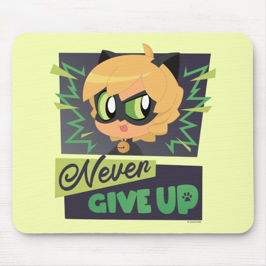 Chibi Cat Noir geeft nooit op Muismat (Voorkant)