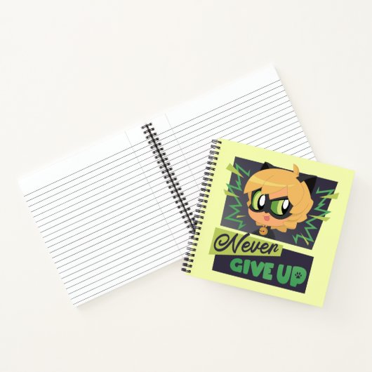 Chibi Cat Noir geeft nooit op Notitieboek (Binnen)