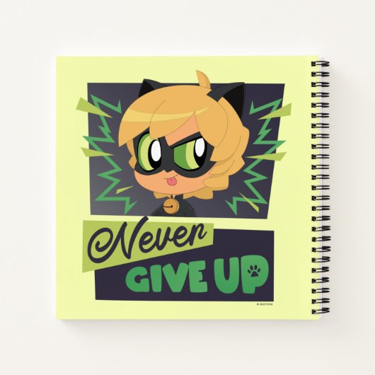 Chibi Cat Noir geeft nooit op Notitieboek (Achterkant)