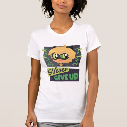 Chibi Cat Noir geeft nooit op T-shirt (Voorkant)