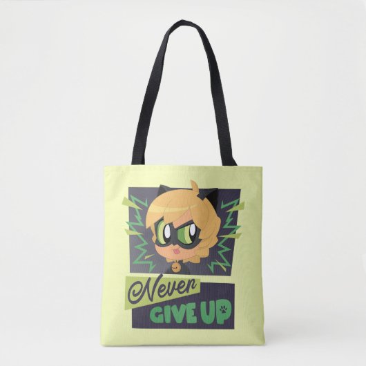 Chibi Cat Noir geeft nooit op Tote Bag (Voorkant)