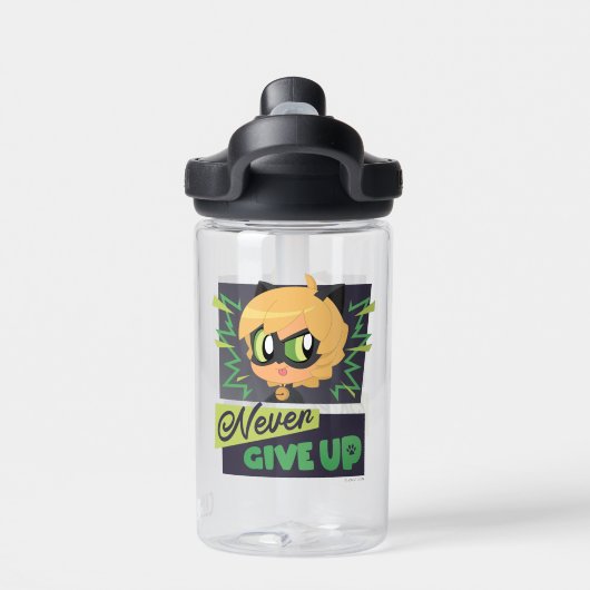 Chibi Cat Noir geeft nooit op Waterfles (Achterkant)