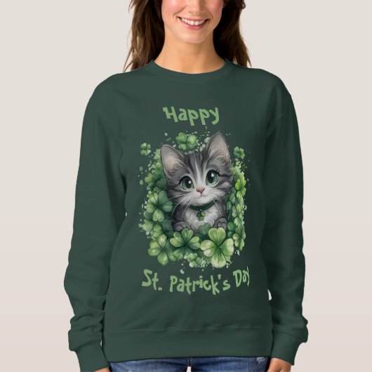 Chibi Cat St. Patrick’s Day Sweatshirt (Voorkant)