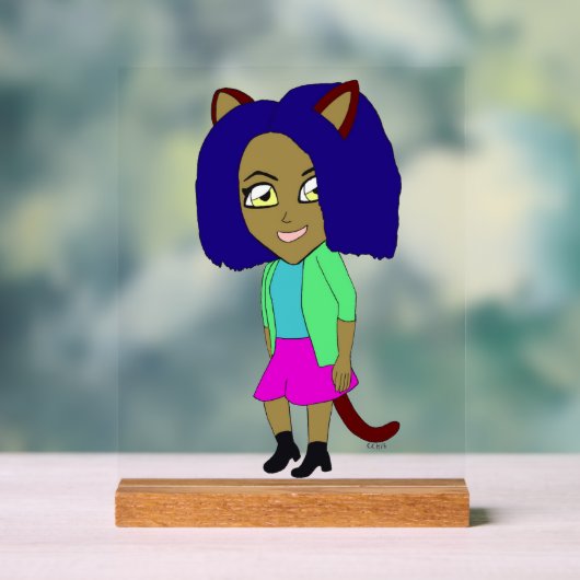 chibi catgirl acryl bord (Neutraal)