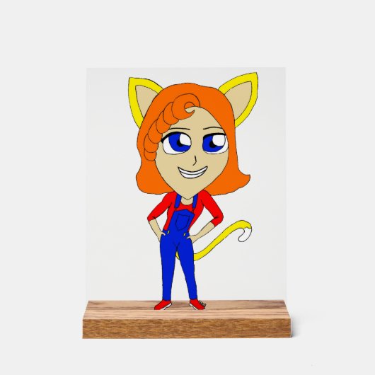 chibi catgirl acryl bord (Voorkant)