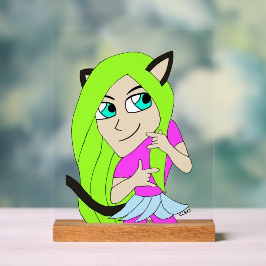 chibi catgirl acryl bord (Neutraal)
