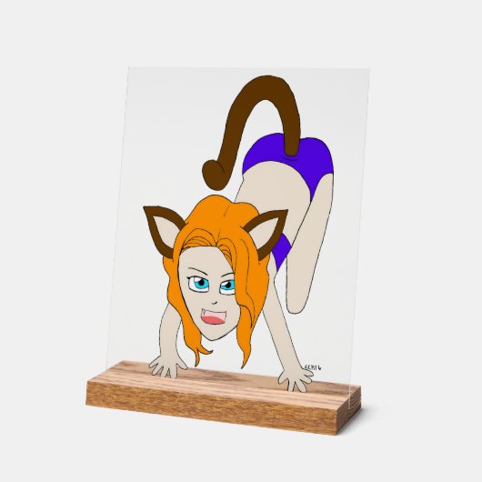chibi catgirl acryl bord (Hoek)