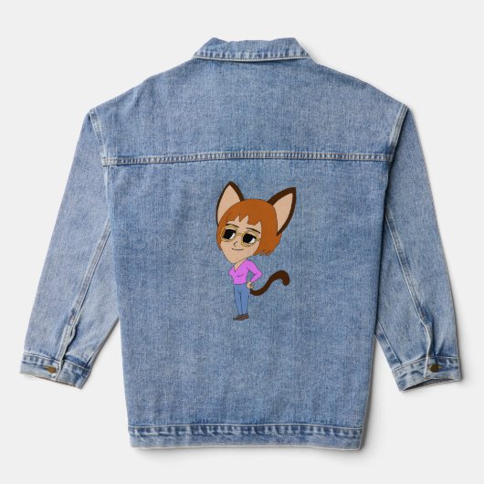 chibi catgirl denim jacket (Achterkant)