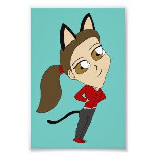 chibi catgirl foto afdruk