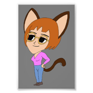 chibi catgirl foto afdruk