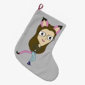 chibi catgirl grote kerstsok (Voorkant (Hangend))