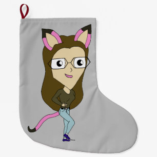 chibi catgirl grote kerstsok