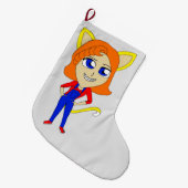 chibi catgirl grote kerstsok (Voorkant (Hangend))