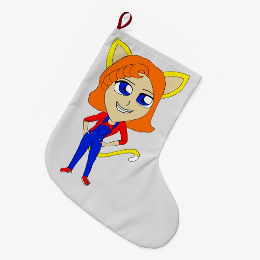 chibi catgirl grote kerstsok (Voorkant (Hangend))
