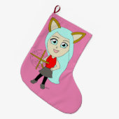 chibi catgirl grote kerstsok (Voorkant (Hangend))