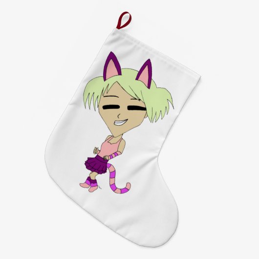 chibi catgirl grote kerstsok (Voorkant (Hangend))
